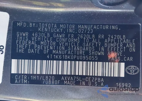 2023 Toyota Camry Xse Awd z USA, uszkodzony, nr VIN 4T1K61BK0PU095055